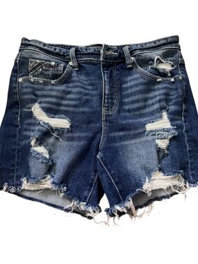 Buckle Black Dark Blue Distressed Denim Cutoff Shorts